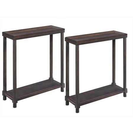 Homeroots Set of Two 24" Espresso Solid Wood End Tables With Shelf, 2PK 515521