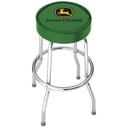 Plasticolor Round Green Vinyl Seat With John Deere, Non-Swivel, 4 Steel Legs, Without Back 004767R01