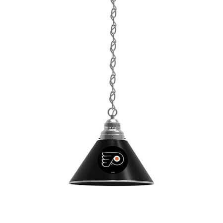Holland Bar Stool Co Philadelphia Flyers Pendant Light, Black Shades, Chrome Fixture BL1CHPhiFly-B