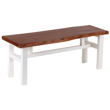 Amerihome Acacia Live Edge 46 inch Bench - White AWLEB46W