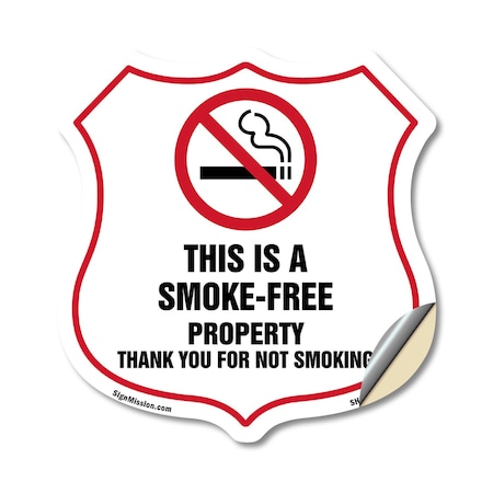 Signmission No Smoking Shield Sign This Is A Smoke F, 18 Inch X 18 Inch, Vinyl Decal SHI-D-18-401