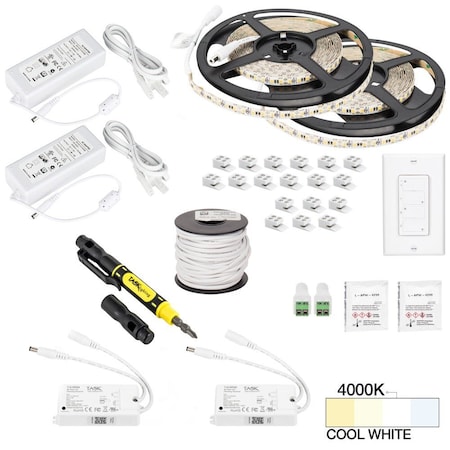 Task Lighting 32 Ft. 225 Lumens/Ft. 12 V, V, Duo Wireless Controller, 2 Zone 2 Area, Sgl-White, Cool White 4000K L-VK2Z2A-32-40
