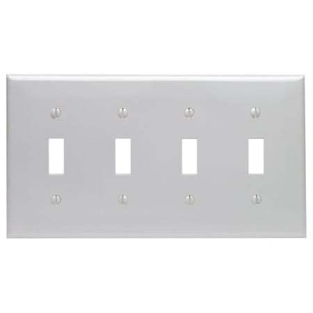 Leviton Switch Wallplate, Standard Size, Gang 4, Gray 80712-GY