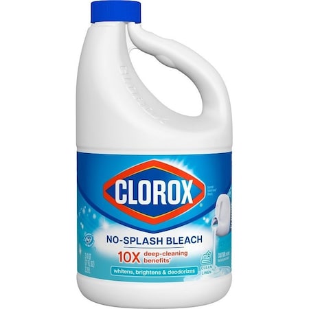 Clorox Splash-Less Bleach, 77 oz, Bottle, Liquid, Clean Linen 32339