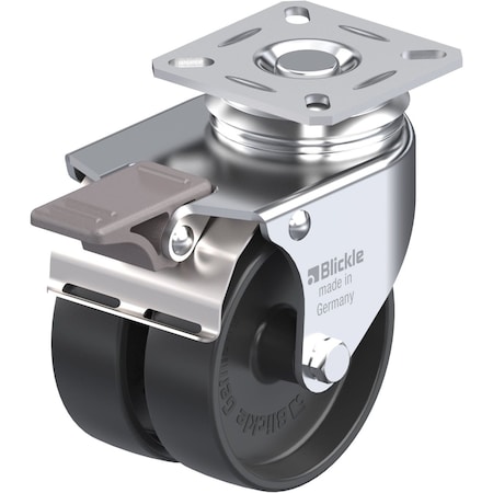 Zoro Select Plate Caster, Swivel, 4"H LDA-POA 75G-FI