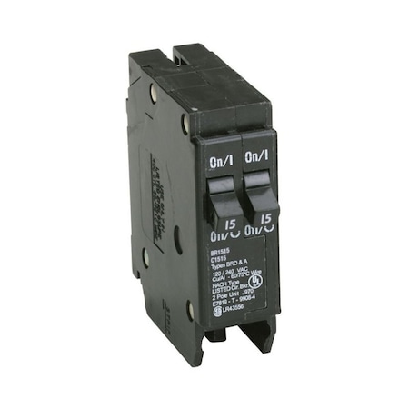 Eaton Cutler-Hammer Thermal Magnetic Circuit Breaker, BR Series, 15A, 1 Pole, 120/240V AC, 10kA BR1515