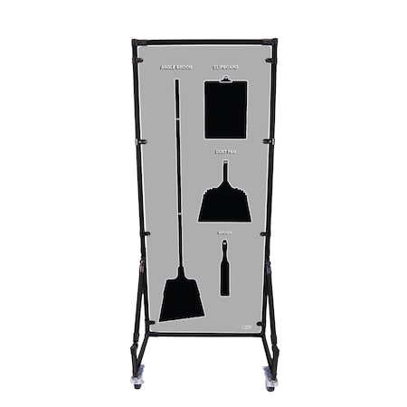 5S Supplies Housekeeping Shadow Board Broom Station V13, Gray / Black, Broom, No Text HSB-V13-GRAY/BLACK-BO-NO TEXT
