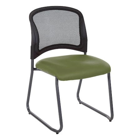 Office Star ProGrid Titanium & Black Visitors Chair, Sled Base, Dillon Green 86725R-R106