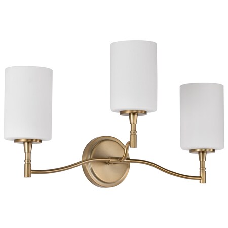 Nuvo Liam, 3 Light Vanity, Burnished Brass, White Opal Glass 60/8203