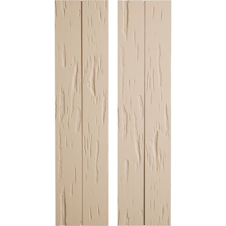Ekena Millwork Rustic Two Board Joined Board-n-Batten Pecky Cypress Faux Wood Shutters w/No Batten, 11"W x 42"H SHUBJN11X42PCPR