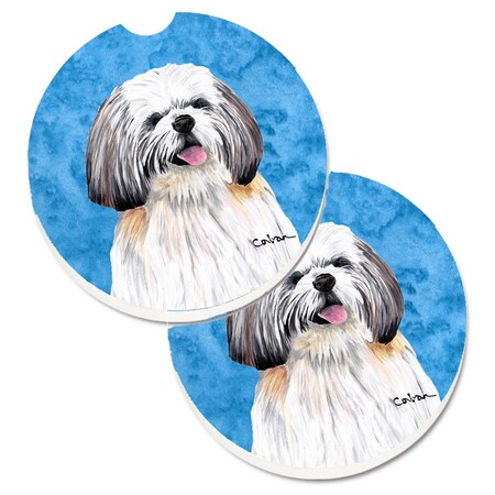 Carolines Treasures Blue Shih Tzu  Cup Holder Car Coaster, PK2 SC9128BUCARC