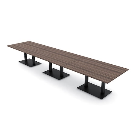 Skutchi Designs Rectangle Conference Table With Power Unit, 48 in W, 192 in L, Brown HAR-REC-48X192-DOU.BK-H3041-NA