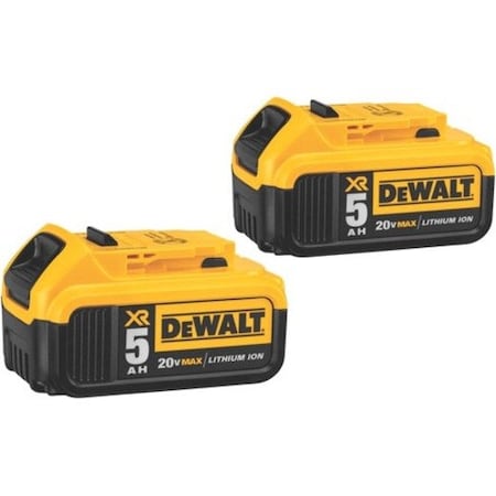 Dewalt 20V MAX Battery, 5 Ah, Li-Ion, 2 PK DCB205-2
