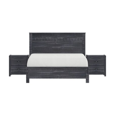 Homeroots Three Piece Gray Solid Wood Bedroom Set 523973