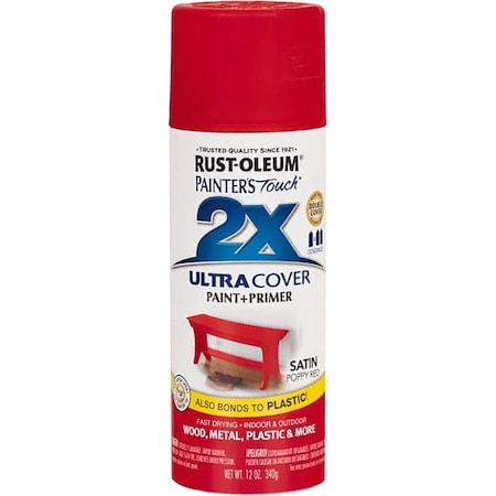 Rust-Oleum Painter's Touch 2X Ultra Cover Satin Poppy Red 12 Oz. Spray 277994