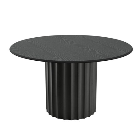Homeroots 52" Black Solid Wood Pedestal Base Round Top Dining Table 721041
