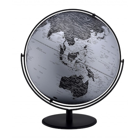 Homeroots 21" Black And Silver Modern Polyresin Globe 468306