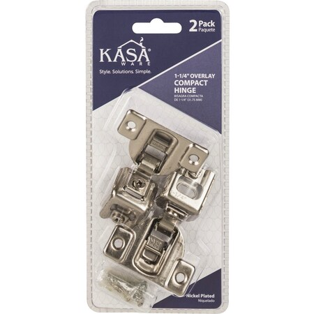 Hardware Resources KasaWare 1-1/4'' Overlay Compact Hinge, 2PK KFHCN114-A-2