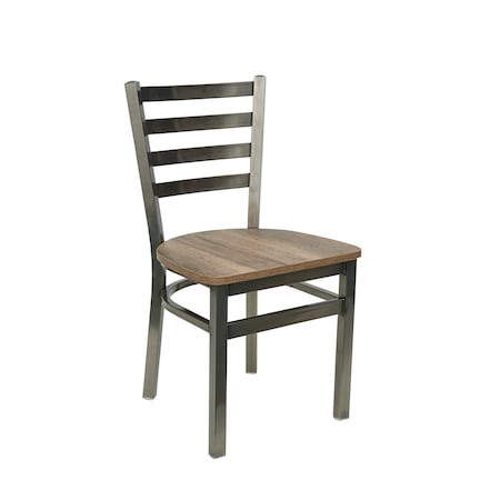 Bfm Seating Lima Ladder Back Chair - Knotty Pine Relic Seat - Steel Frame - Clear Coat Finish 2160CKPR-CL
