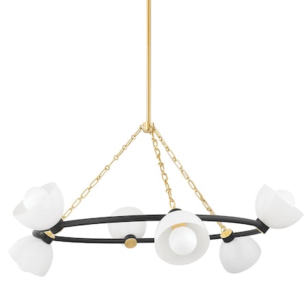 Mitzi Belle 6 Light Chandelier 42.75 In. Aged Brass/Textured Black Combo H724806-AGB/TBK