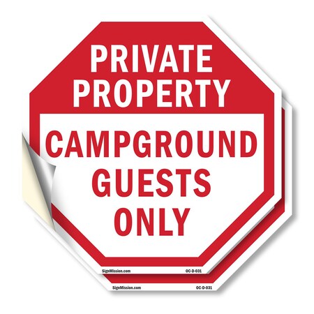 Signmission Private Property Campground Guests, 18 inch X 18 inch, Vinyl Decal, 2PK OC-D-2PACK-18-31