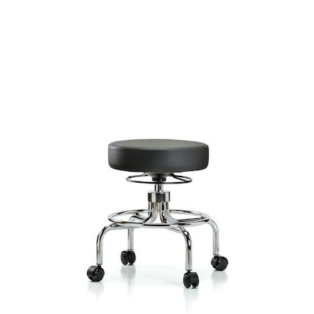 Blue Ridge Ergonomics Vinyl Screw-Lift Stool, Med Bench, Casters, Carbon BR-VSLMD-CR-RC-8823