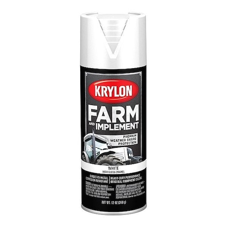 Krylon Spray Paint, White, High-Gloss, Solvent, 12 oz K01937008