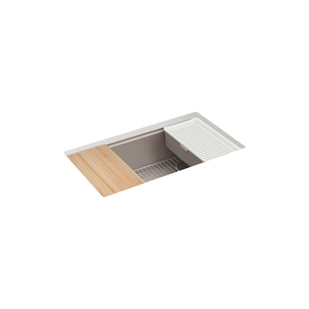 Kohler Billings 32-1/2 undermount single-bowl workstation kitchen sink Matte Taupe 33710-PC-CM3