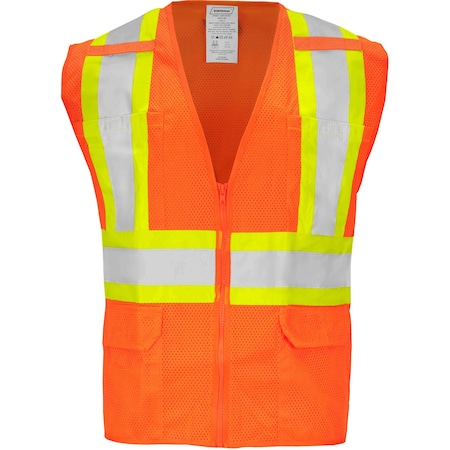 Ironwear Two-Tone Hi-Vis Safety Vest M Class 2 H Back, , Zipper 6 Pockets 1287-OZ-RD-MD