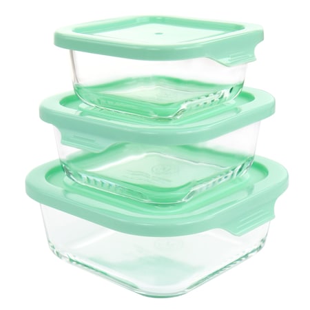 Martha Stewart 6 Piece Glass Storage Containers with Lids in Mint 131111.06