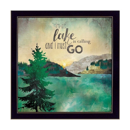 Homeroots This Lake is Calling Black Framed Print Wall Art 405210