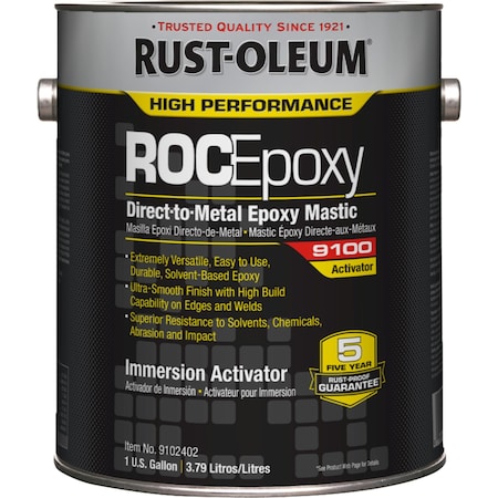 Rust-Oleum Immersion Epoxy Coating Activator, Clear, Gloss, 1 gal, 100 to 175 sq. ft./gal, 9100 Series 9102402