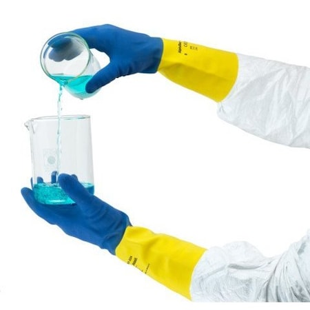 Ansell Chemical Resistant Gloves, Natural Rubber Latex/Neoprene, 13 in L, 10, 1 PR 87-224VP-10