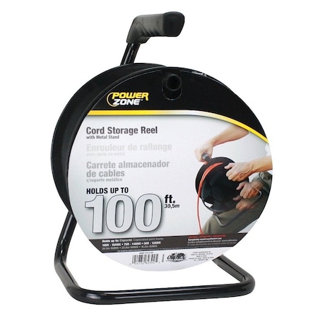 Powerzone Cord Reel With Hand Lamp, 16 AWG, 100 ft Length ORCR3000