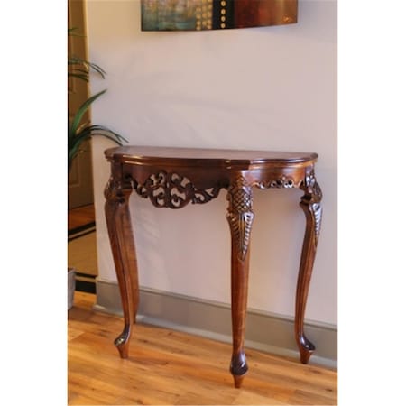 International Caravan Half Moon Wood Console Table - Brown 3841