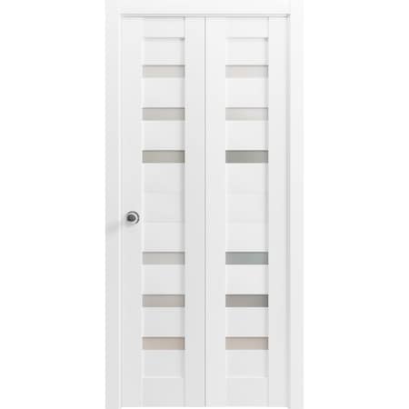 Sartodoors Sliding Closet Bi-fold Doors White Solid Core Modern Interior QUADRO4266BF-WS-64 x 80 (2* 32x80)