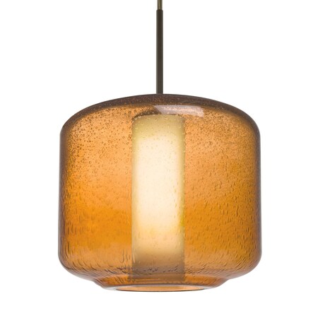 Besa Lighting Besa Niles 10 Pendant, Amber Bubble/Opal, Bronze Finish, 1x 5W MAX E26 Base 1JT-NILES10AO-LED-BR