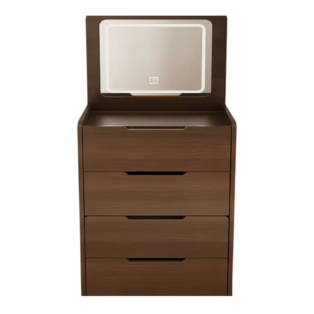 Homeroots 24" Brown Wood Lighted Mirrored Three Drawer Dresser 714450