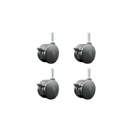 Service Caster Black Heavy Duty Chair Caster - 3" Nylon Twin Wheel w/Brakes - SCC, 4PK SCC-UHGR02S75-NYS-B-7161716-4