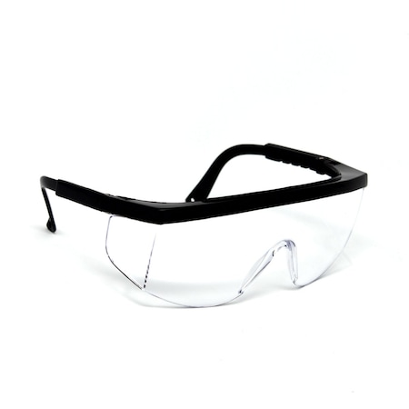 Optimax PC Temples, Single-Piece Wrap-Around Lens, Clear Lens Anti-Fog, Black Frame, 12PK 120CAF
