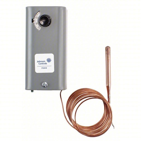 Johnson Controls Line Voltage Mechanical Thermostat, Heat or Cool, 50 to 200F, Exposed Dial, 120 to 277V AC, 1C, 1H A19ABB-2C