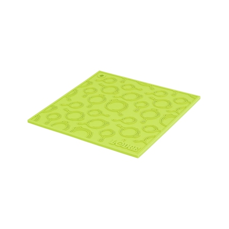 Lodge 7 Inch Square Green Silicone Trivet With Skillet Pattern, 12PK AS7SKT51