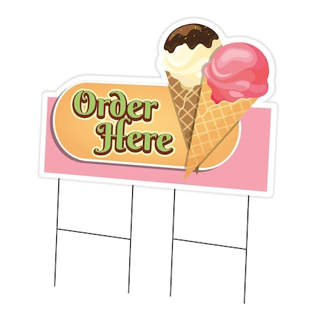 Signmission Ice Cream Order Here Die Cut Yard & Stake plastic window, 2436-Ice Cream Order Here C-DC-2436-DS-Ice Cream Order Here19