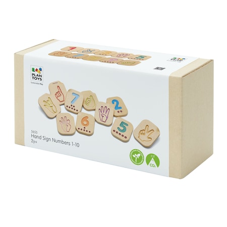 Plantoys Wooden Hand Sign Numbers 1-10 Tiles 5655