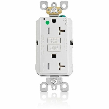 Leviton Receptacle, 20 A, 125V AC, White AGTR2-HGW