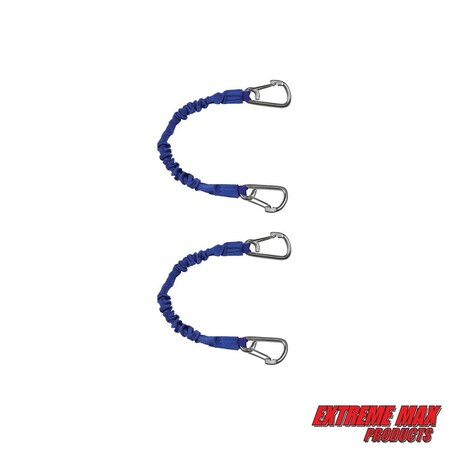 Extreme Max 3006.2899 BoatTector High-Strength Line SnubberStorage Bungee Value-12" w Medium Hooks Blue 3006.2899