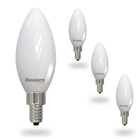 Bulbrite 5 Watt LED B11 Light Bulbs, Warm Dimming 3000K Soft White, 1800K Candlelight, 500 Lumens, 4PK 862885