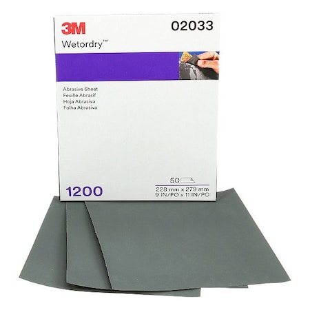 3M Sanding Sheet, 11x9 In, 1200 G, SC, PK250 02033