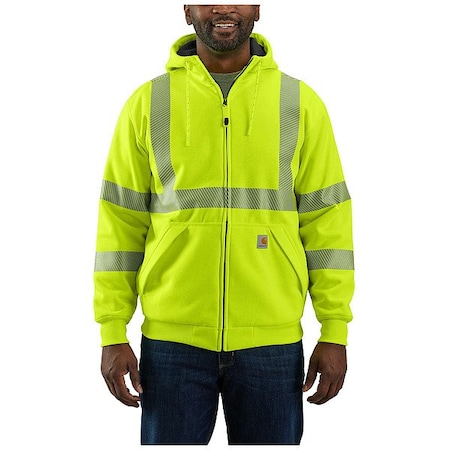 Carhartt High Visibility Zip Up Sweatshirt, 3, R, 100% Polyester, Green, 3XL 104988-BLM3XLTLL