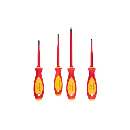 Tekton Phillips, Slotted, Square Insulated Screwdriver Set, 4-Piece (#2, 5.5 - 6.5 mm, #2) DVZ90001